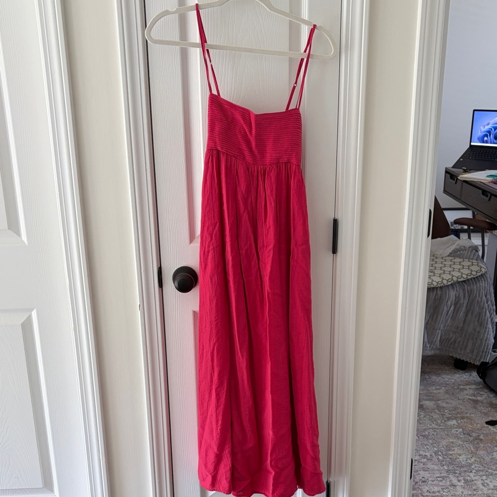 Abercrombie & Fitch Hot Pink Spaghetti-Strap Midi Dress